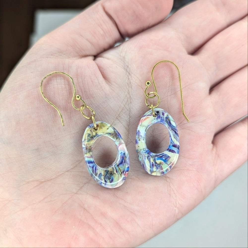 Blue Gold And White Earrings - Picture 4 of 11